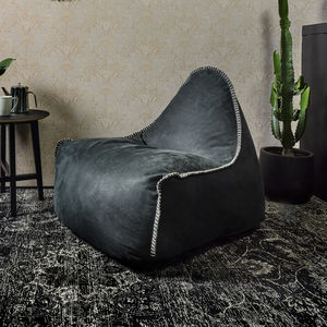 sillón pera contemporáneo / de cuero / marrón / antracita