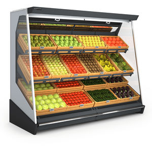 vitrina refrigerada de estantes / con luz / a medida / para comercio