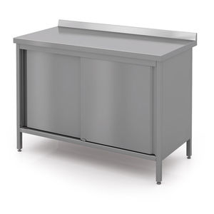 mesa de preparación de acero inoxidable / con almacenamiento / profesional