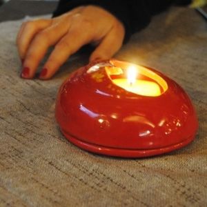 portavelas de cerámica esmaltada