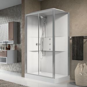 cabina de ducha hidromasaje / de vidrio / rectangular / con puerta corredera