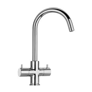 grifo mezclador de libre instalación / de metal cromado / para cocina / con 1 orificio