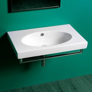 lavabo suspendido / rectangular / de cerámica / moderno