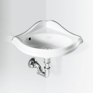 lavabo suspendido / de esquina / de cerámica / moderno