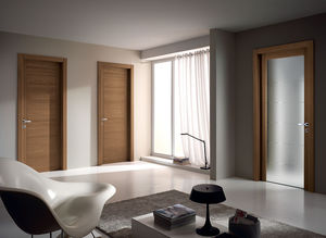 puerta de interior / abatible / de madera / acristalada