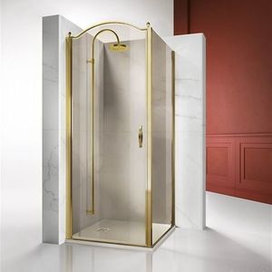 cabina de ducha de vidrio templado / de esquina / con puerta batiente / para el sector servicios