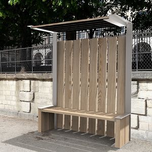 parada de autobús de acero