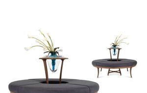 banqueta contemporánea / de tejido / de cuero / de madera