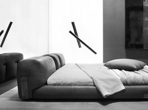 cama de matrimonio / moderna / tapizada / con cabecero tapizado