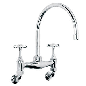 grifo mezclador de pared / de níquel / de oro / para cocina