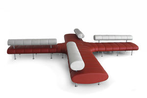 banqueta modular / contemporánea / de tejido / de cuero
