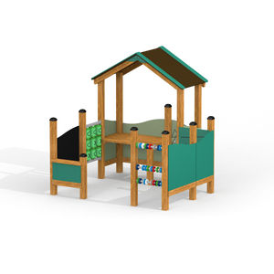 casa de juegos con paneles educativos
