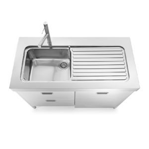 mueble para fregadero de acero inoxidable