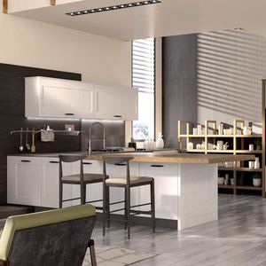 cocina contemporánea / de madera / en L / hecha a mano