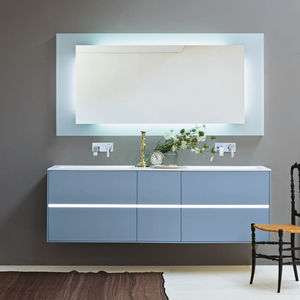mueble de lavabo suspendido / de madera / moderno / con cajones