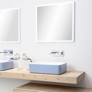 espejo para baño de pared / con luz LED / contemporáneo / rectangular