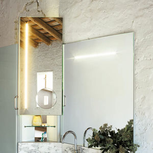 espejo para baño de pared / con estantes / contemporáneo / rectangular