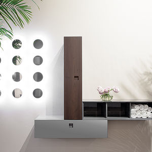 mueble de baño contemporáneo / de madera lacada mate / de pared / para uso residencial
