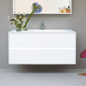 mueble de lavabo suspendido / de madera lacada mate / contemporáneo / con cajones