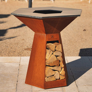 brasero de jardín con plancha