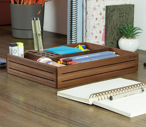 desk organizer de nogal