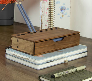 desk organizer de nogal