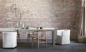 mesa contemporánea / de madera / de material laminado / con base de madera