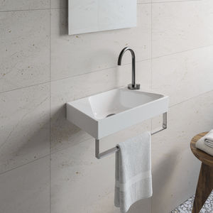 lavabo mural / rectangular / de cerámica / contemporáneo