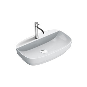 lavabo semiencastrado / ovalado / de cerámica / contemporáneo