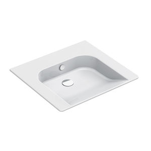 lavabo suspendido / rectangular / de cerámica / contemporáneo