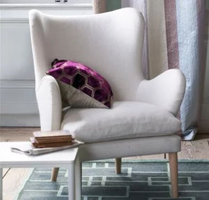 sillón contemporáneo / de tejido / con orejas / con reposabrazos