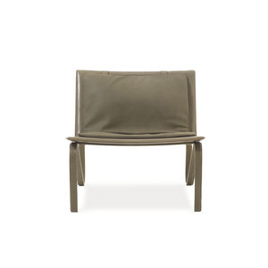 sillón bajo moderno / de cuero / de metal