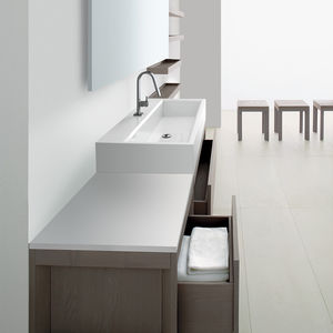 lavabo sobre encimera / rectangular / de mineral compuesto / contemporáneo