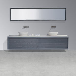 lavabo doble / sobre encimera / redondo / de mineral compuesto