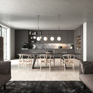 cocina contemporánea / de MDF / lacada / con asideros