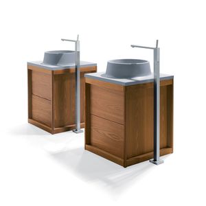 mueble de lavabo doble / suspendido / de pie / de fresno