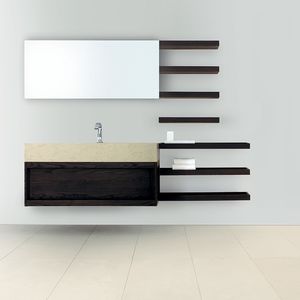 lavabo sobre encimera / rectangular / de piedra / contemporáneo