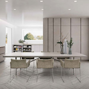 mesa de comedor contemporánea / de roble / con base de aluminio / rectangular