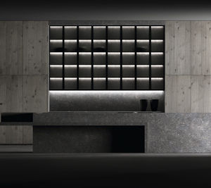 cocina contemporánea / de chapa de madera / de piedra / con isla