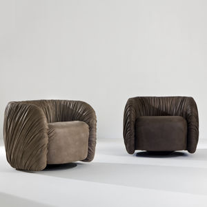 sillón de diseño original / de tejido / de cuero / giratorio