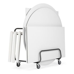 mesa contemporánea / de acero / con base metálica / redonda