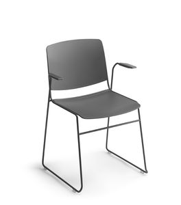 silla contemporánea / tapizada / con reposabrazos / apilable