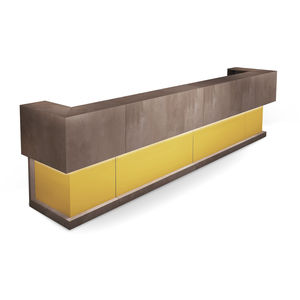 mostrador de recepción de madera