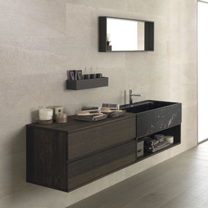 mueble de lavabo suspendido / de chapa de madera / de granito / contemporáneo