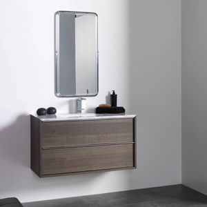 mueble de lavabo suspendido / de chapa de madera / laminado / de piedra