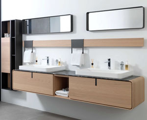 mueble de lavabo doble / suspendido / de roble / de Krion®