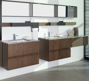 mueble de lavabo doble / suspendido / de madera / laminado