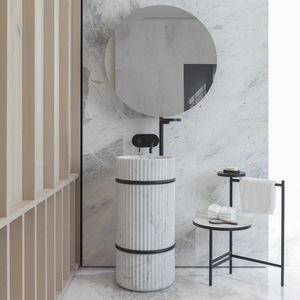 lavabo tótem / circular / de piedra natural / de metal