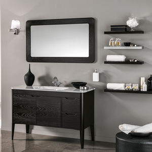 mueble de lavabo suspendido / de pie / de madera maciza / de cerámica