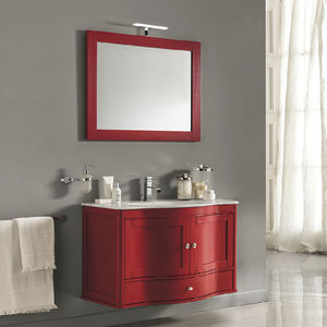 mueble de lavabo suspendido / de pie / de madera maciza / de cerámica